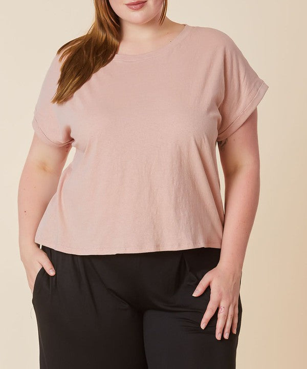 FABINA RECYCLED COTTON CROP TEE PLUS SIZE