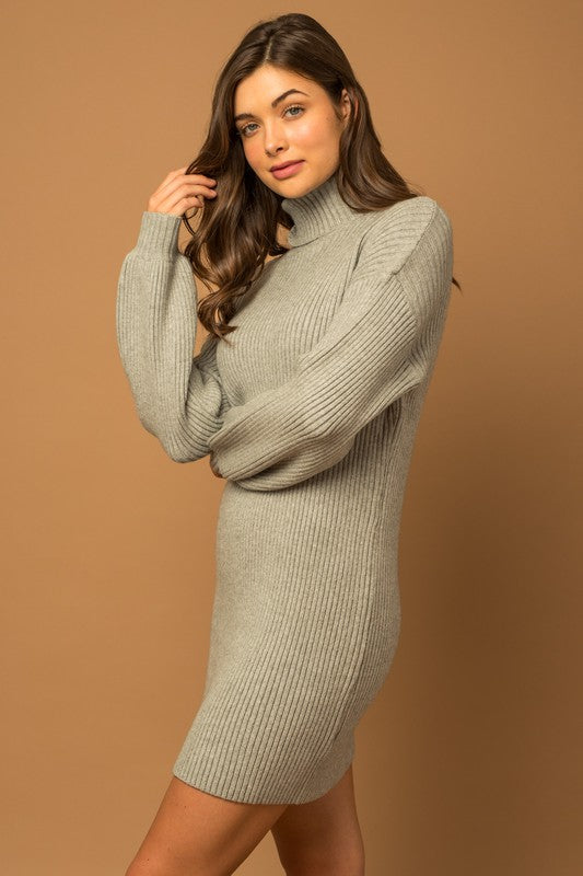 Gilli Turtle Neck Balloon Sleeve Sweater Dress