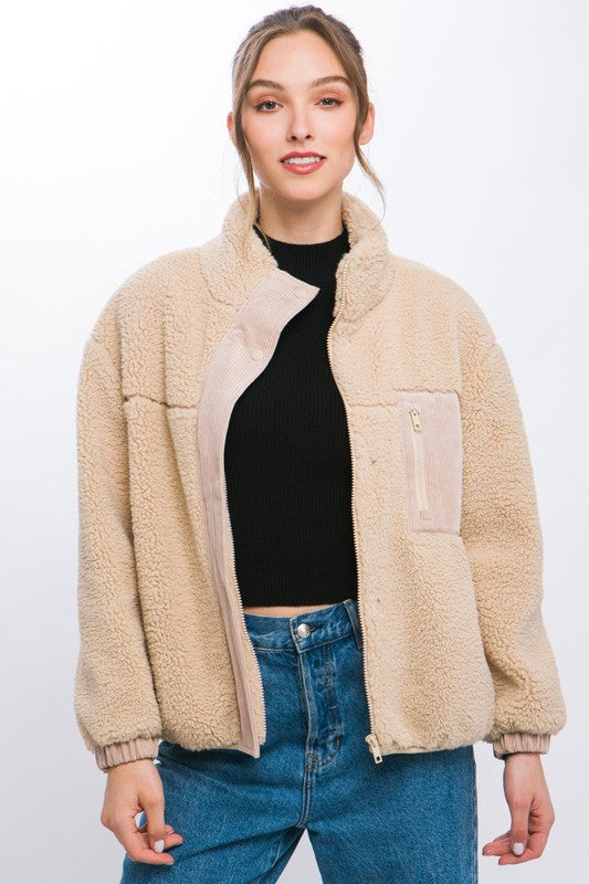 Love Tree Sherpa Puffer Jacket