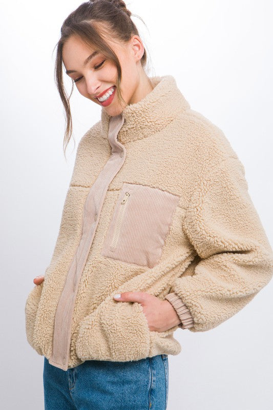 Love Tree Sherpa Puffer Jacket