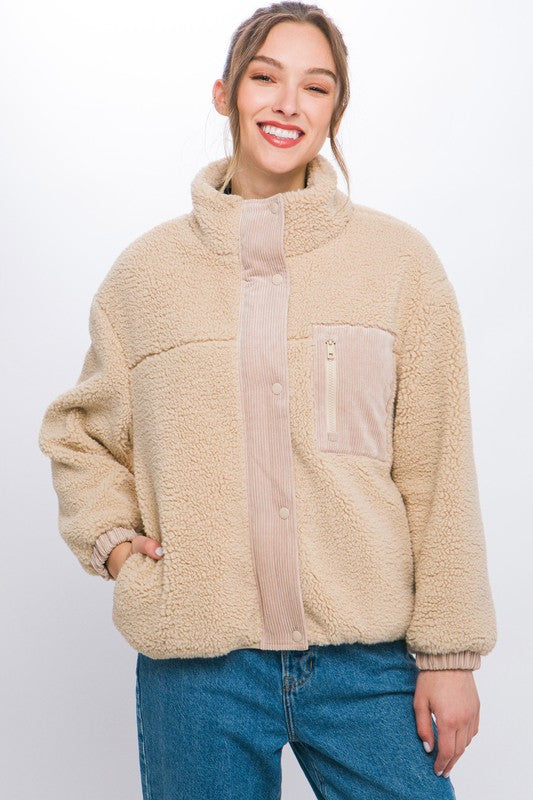 Love Tree Sherpa Puffer Jacket