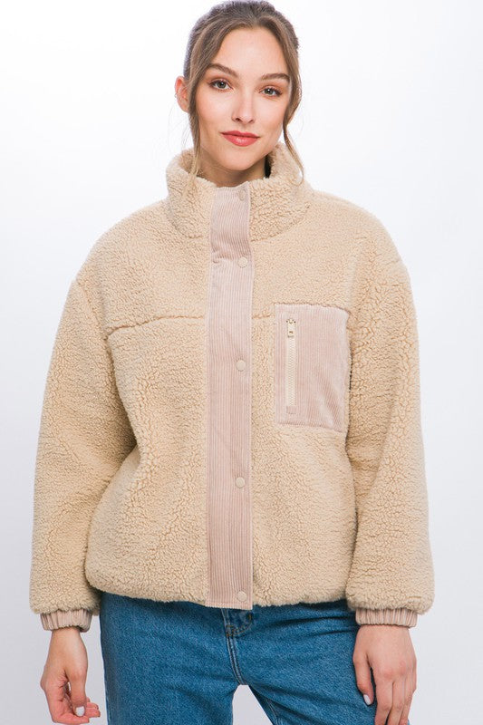 Love Tree Sherpa Puffer Jacket