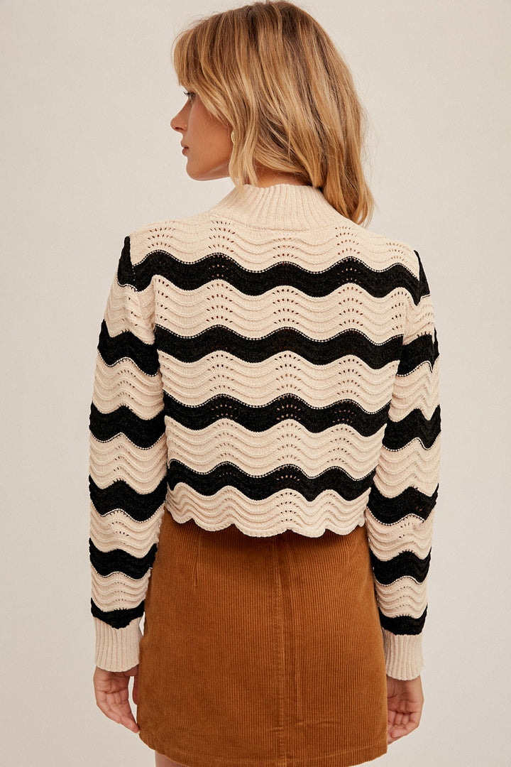 Hem & Thread Wavy Striped Chenille Sweater