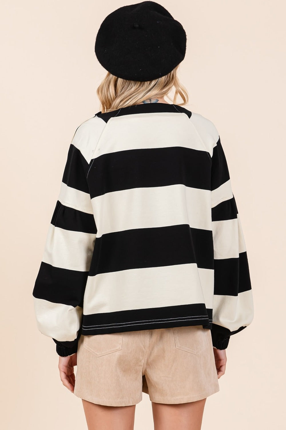 Mittoshop Striped Snap Shoulder Long Sleeve Top