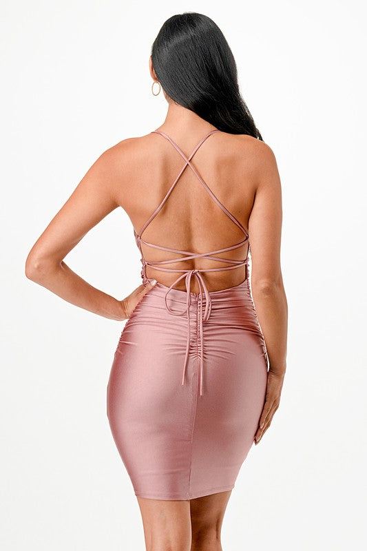 La Scala Shirred Bodycon Cocktail Dress