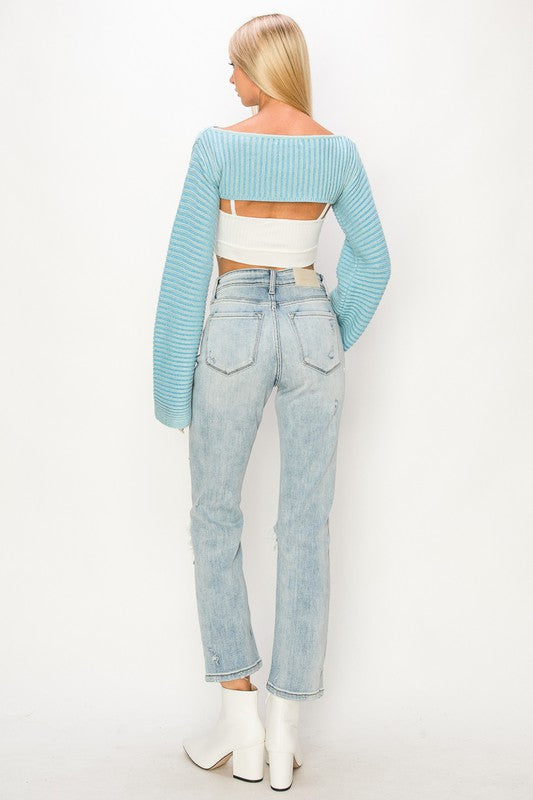 HIGH RISE DISTRESSED STRAIGHT JEANS - Boho Soho