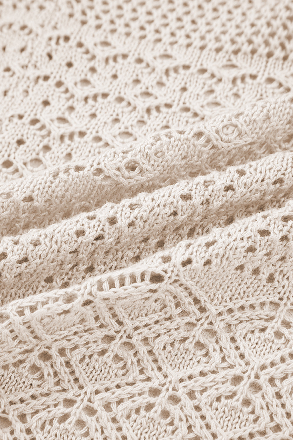 Jet Stream Mix Pattern Hollowed Knit Open Front Cardigan