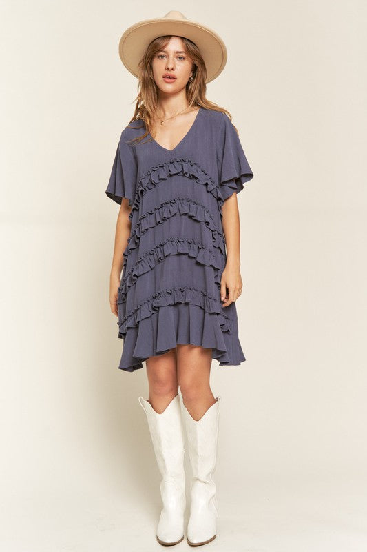 Jade by Jane TIERED RUFFLE MINI DRESS