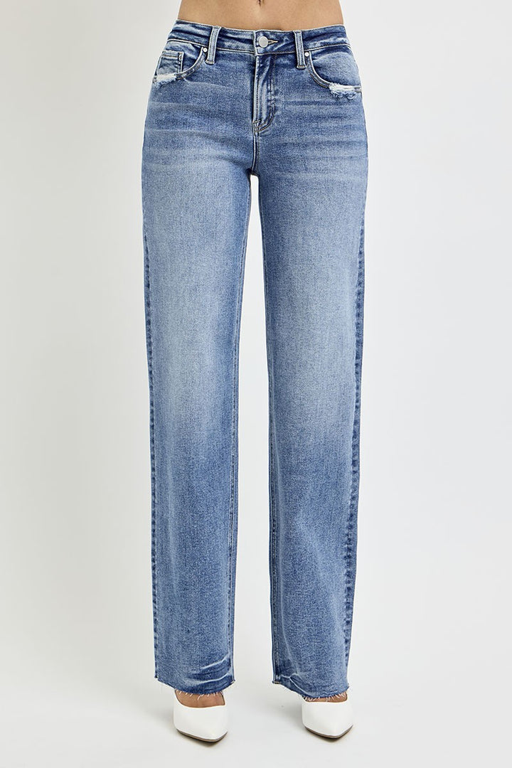 RISEN High Rise Straight Leg Jeans with Pockets