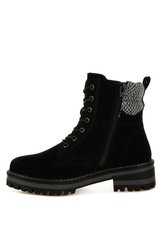 Rag Company Mahisha Knitted Collar Zip-Up Hiker Boots