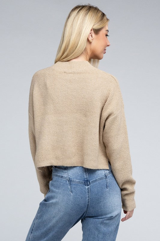 Cozy Cropped Mock Neck Pullover