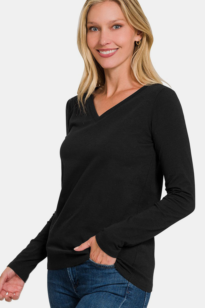 Zenana V-Neck Long Sleeve T-Shirt