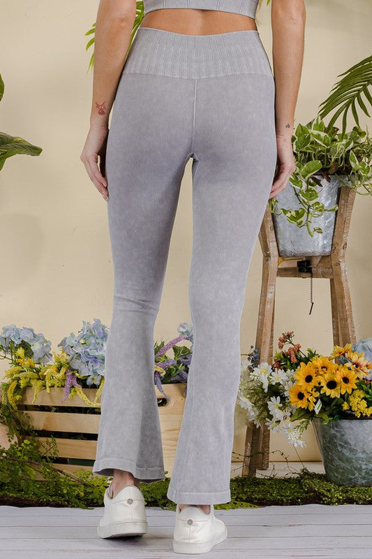 Women's Stone Washed Ribbed Yoga Pants