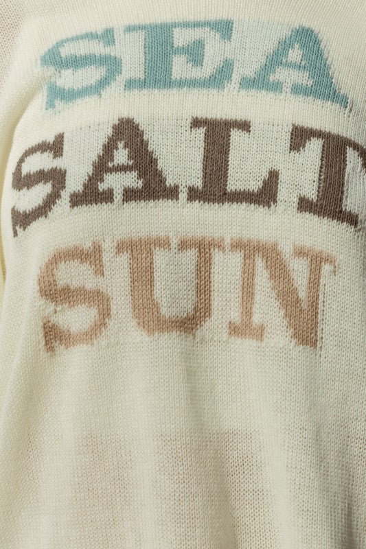 GILLI Round Neck Long Sleeve Sea Salt Sun Sweater