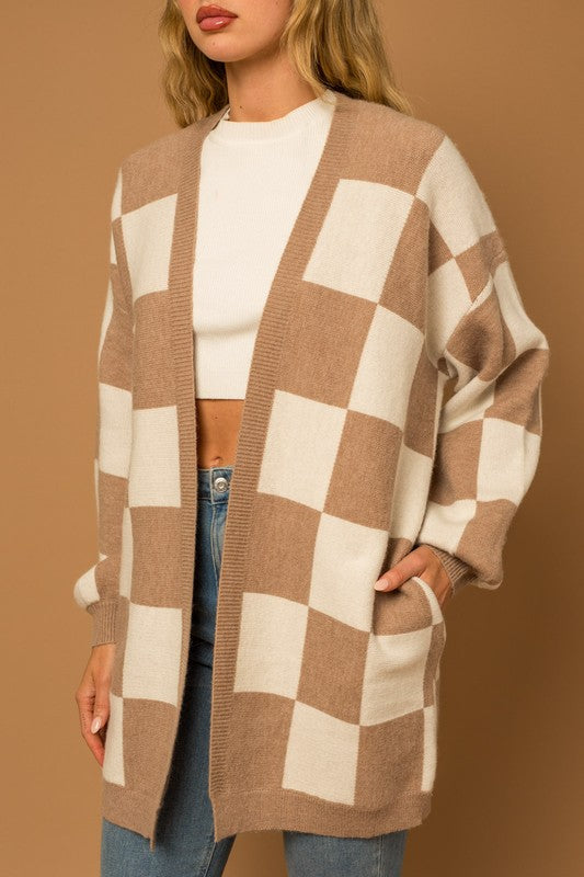 Gilli Checker Graphic Sweater Cardigan