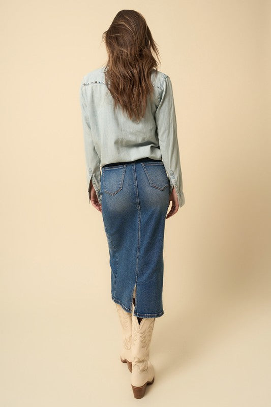 Denim Lab USA CROSSOVER MIDI SKIRT