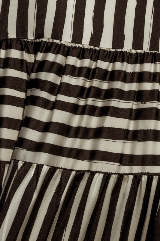 GILLI Sleeveless Stripe Maxi Tiered Dress