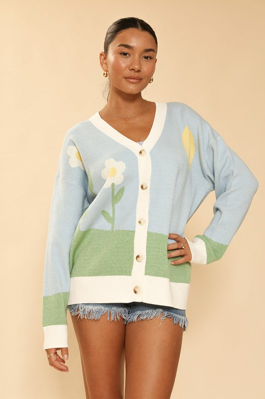 Miss Sparkling Flower field knit cardigan