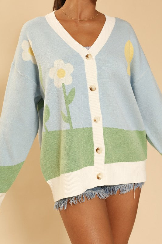 Miss Sparkling Flower field knit cardigan