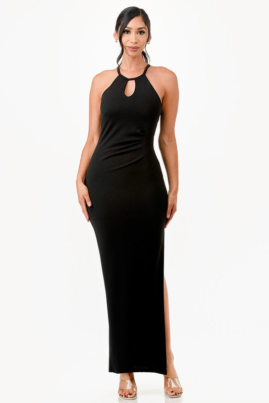 La Scala Keyhole Halter Cocktail Dress