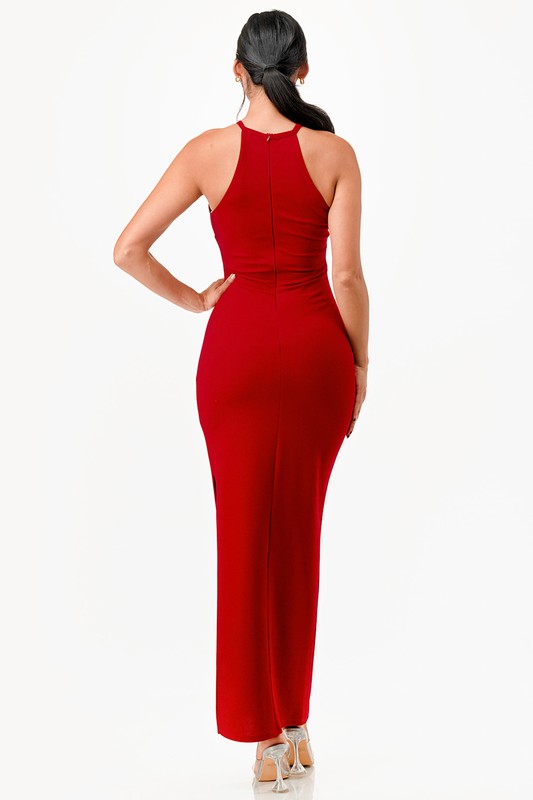 La Scala Keyhole Halter Cocktail Dress