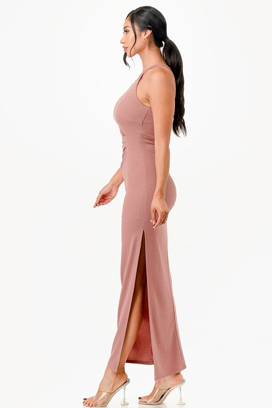 La Scala Keyhole Halter Cocktail Dress