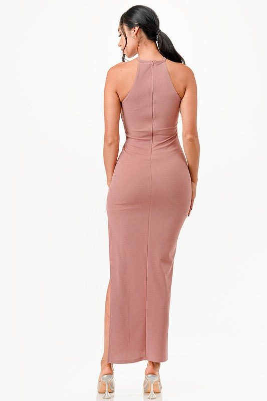 La Scala Keyhole Halter Cocktail Dress