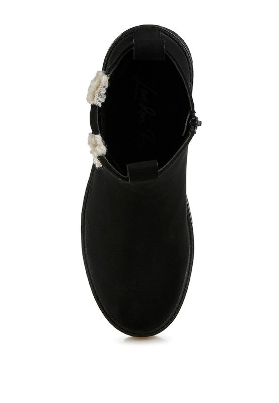Rag Company Mothman Faux Fur Detail Chunky Ankle Boots