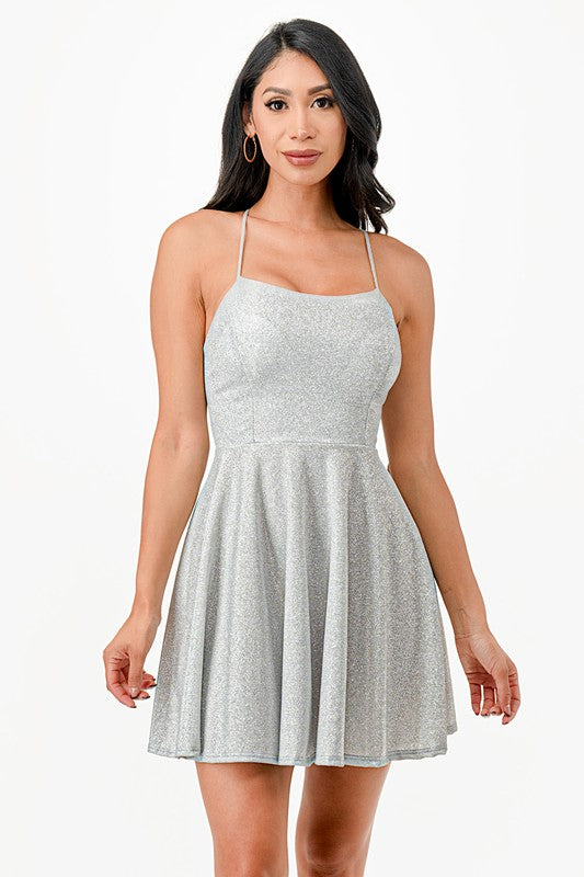 La Scala Fit & Flare Glittery Skater Dress