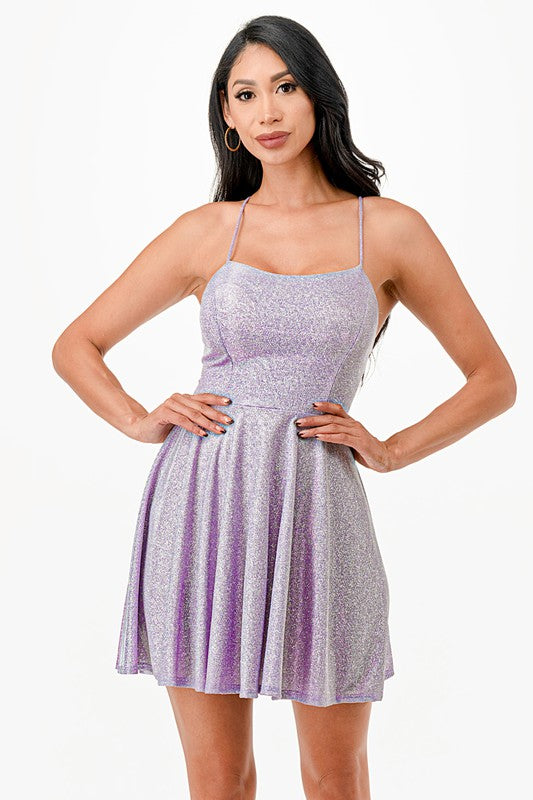 La Scala Fit & Flare Glittery Skater Dress