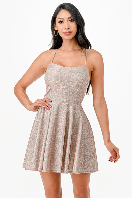 La Scala Fit & Flare Glittery Skater Dress