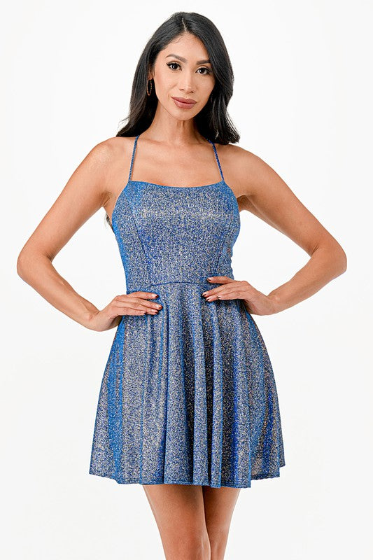 La Scala Fit & Flare Glittery Skater Dress