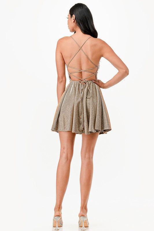 La Scala Fit & Flare Glittery Skater Dress