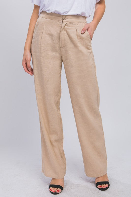 Linen Front Creased Pants - Boho Soho