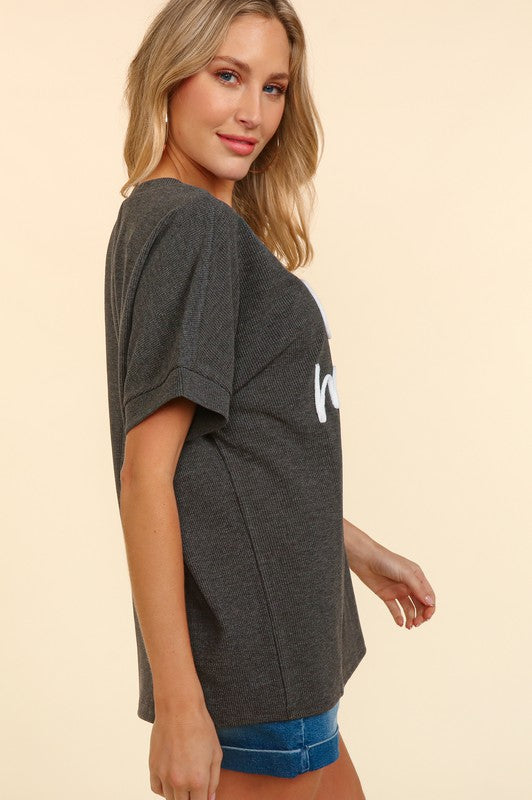 Haptics COOL MOM POP UP LETTER DOLMAN KNIT TOP