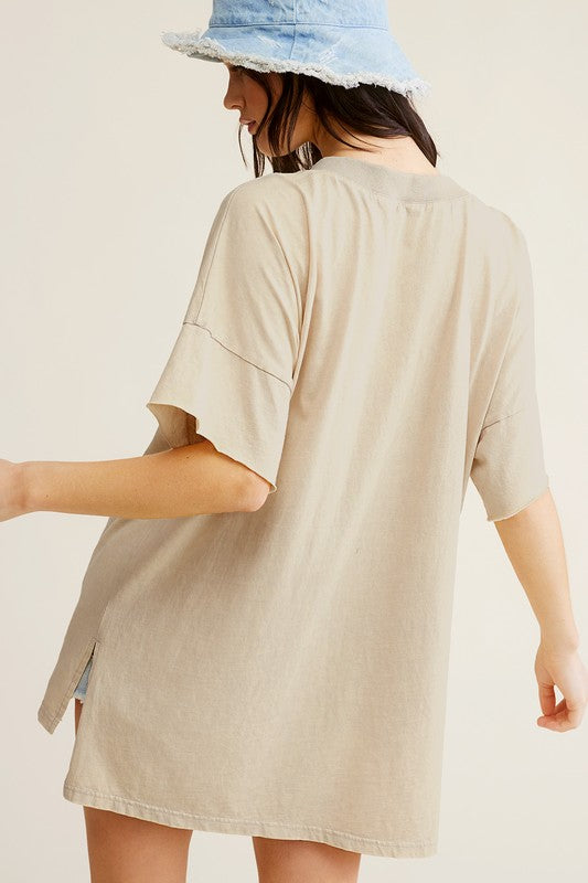 La Miel Mineral Washed Oversized Short Sleeve Top