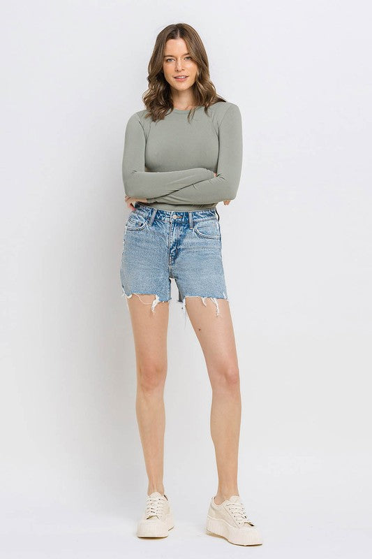 High Rise Raw Hem Shorts - Boho Soho