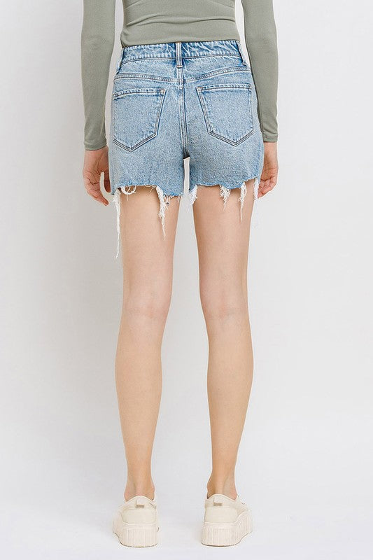 High Rise Raw Hem Shorts - Boho Soho