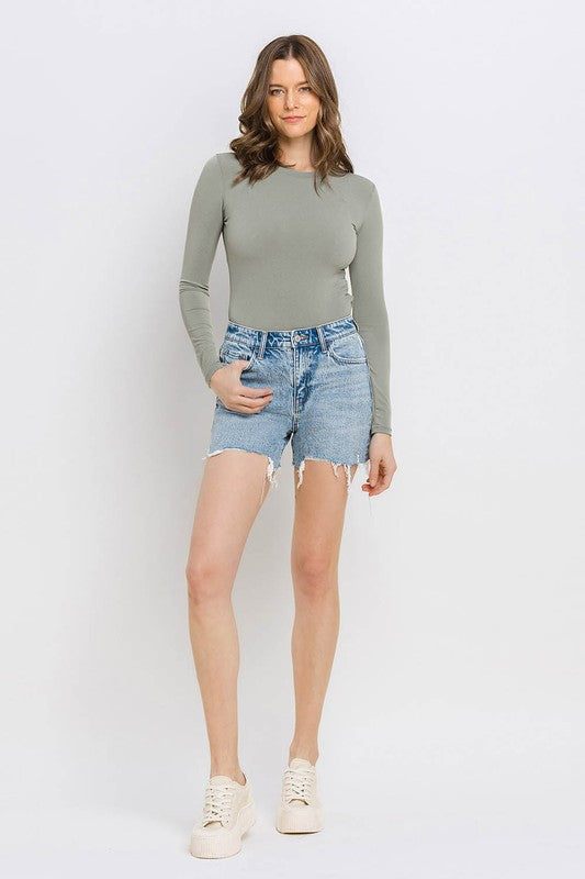 High Rise Raw Hem Shorts - Boho Soho