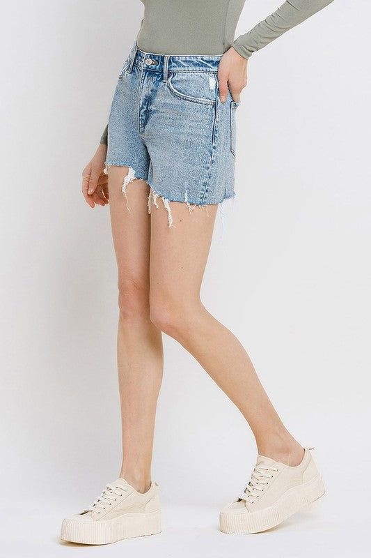 High Rise Raw Hem Shorts - Boho Soho