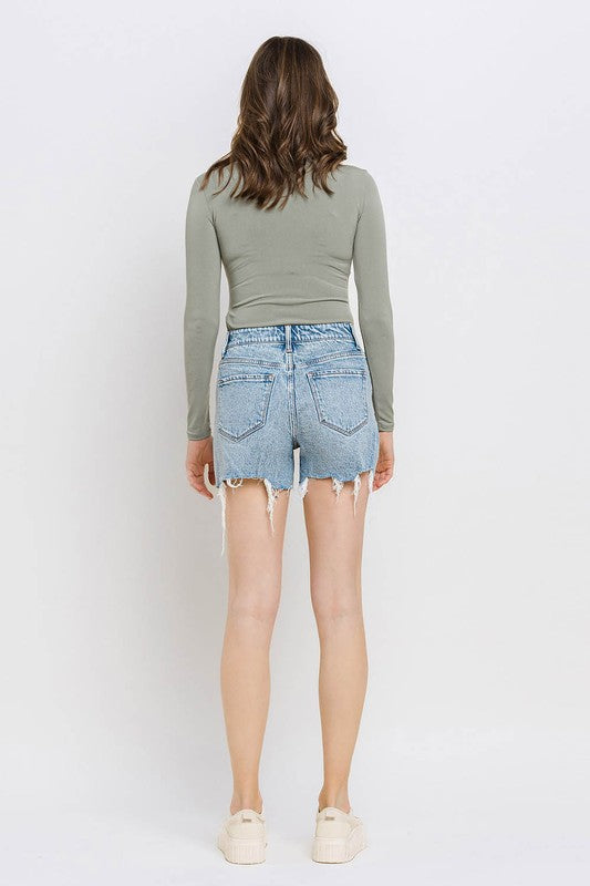 High Rise Raw Hem Shorts - Boho Soho