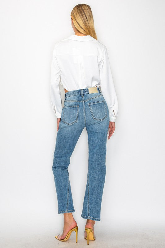 TUMMY CONTROL HIGH RISE STRAIGHT JEANS - Boho Soho