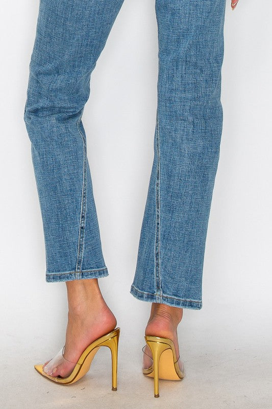 TUMMY CONTROL HIGH RISE STRAIGHT JEANS - Boho Soho