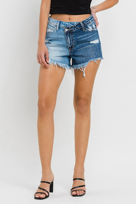 Vervet by Flying Monkey Super High Rise Two Tone Denim Shorts