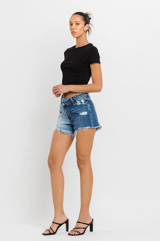 Vervet by Flying Monkey Super High Rise Two Tone Denim Shorts