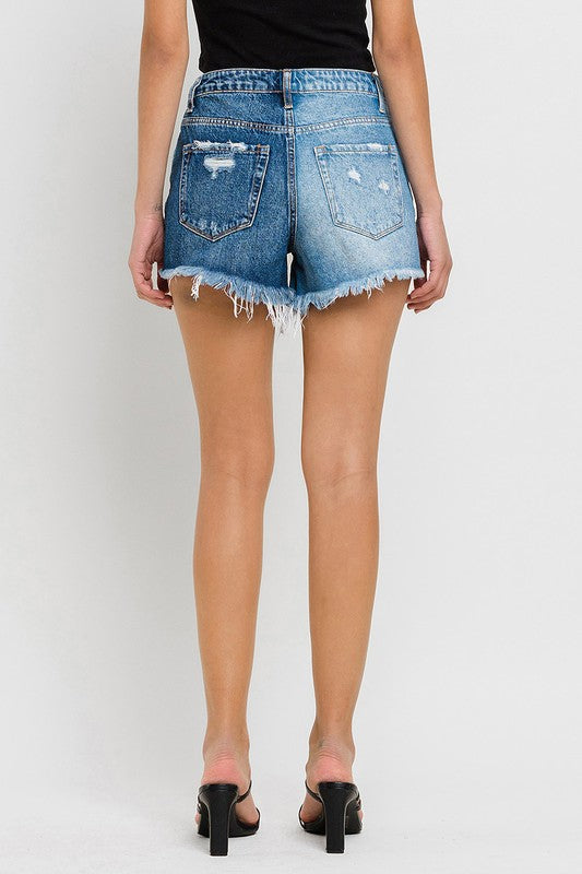 Vervet by Flying Monkey Super High Rise Two Tone Denim Shorts