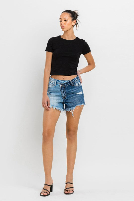 Vervet by Flying Monkey Super High Rise Two Tone Denim Shorts