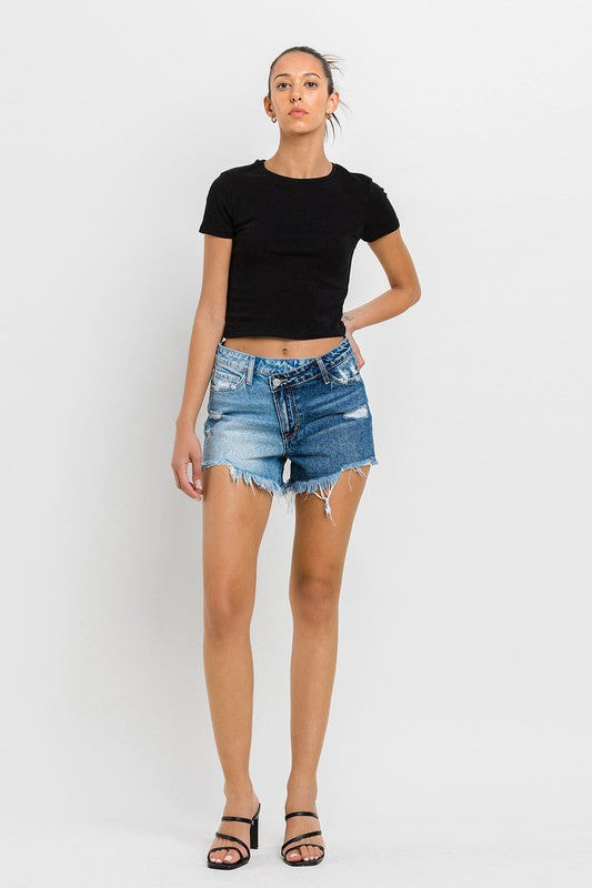 Vervet by Flying Monkey Super High Rise Two Tone Denim Shorts