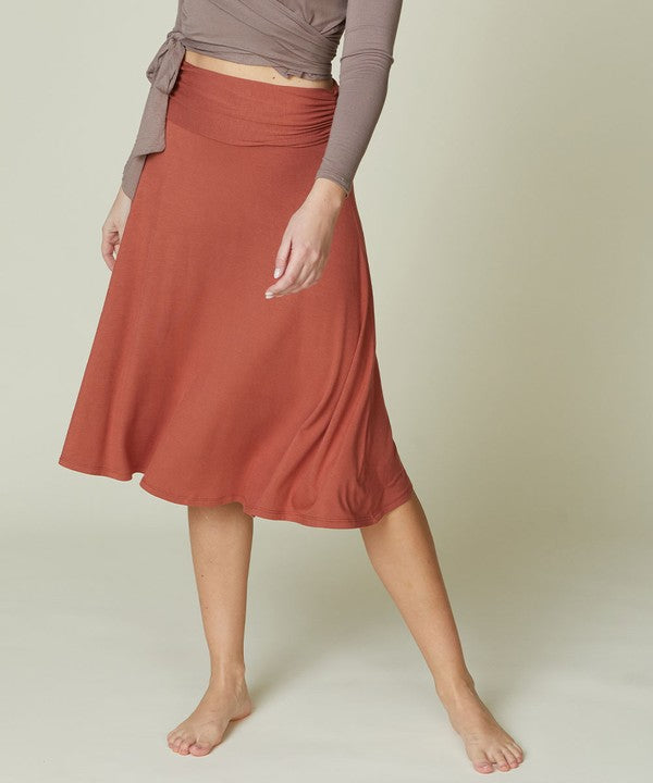 FABINA BAMBOO FLARED MIDI SKIRT