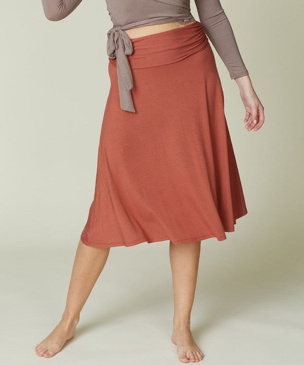 FABINA BAMBOO FLARED MIDI SKIRT